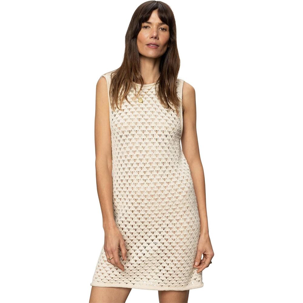 Sanctuary Summer Shell Crochet Sleeveless Tank Mini Dress Eco Natural Size S